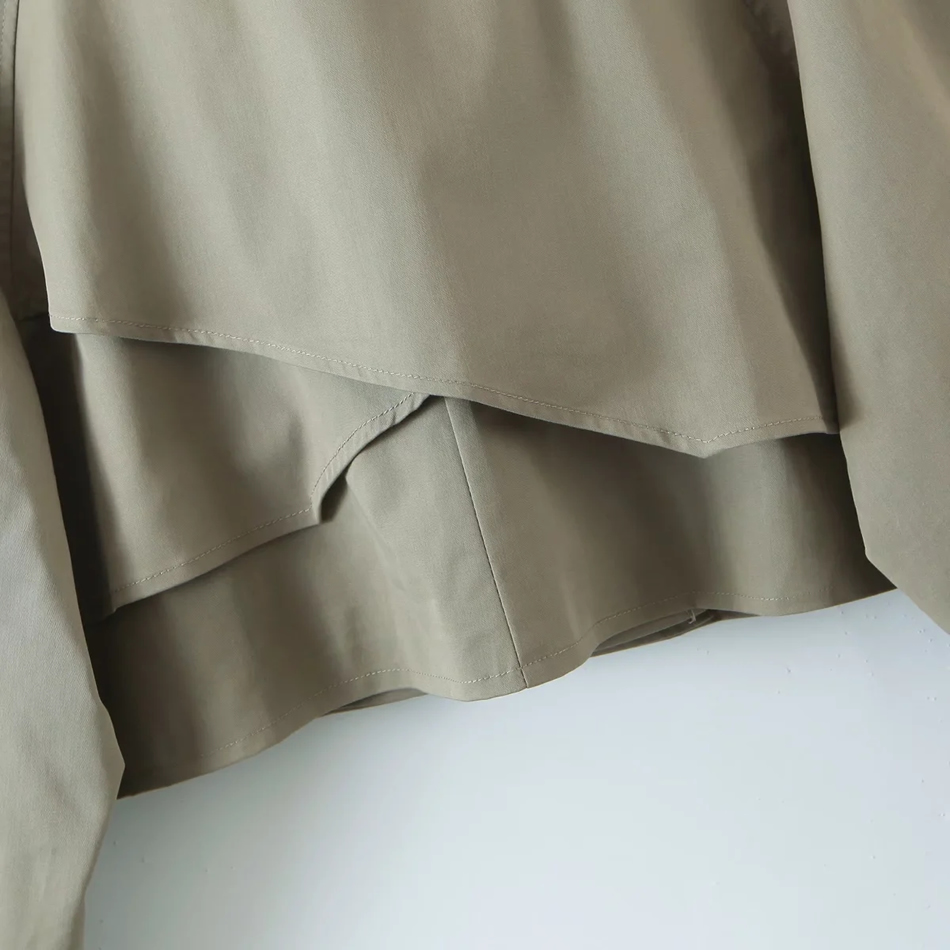 Fashion Armygreen Double-breasted Lapel Jacket,Coat-Jacket