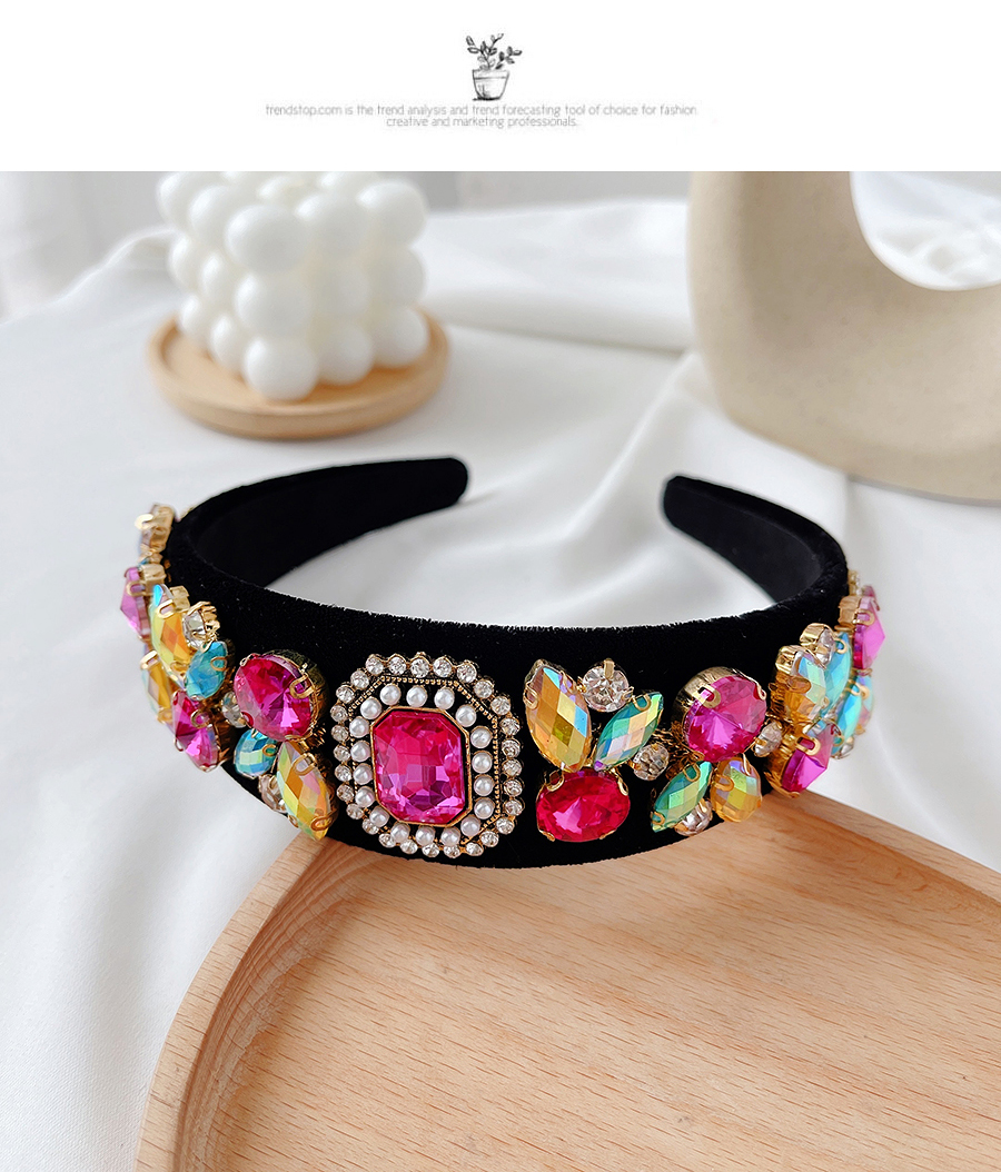 Fashion Color 3 Fabric Alloy Diamond-studded Pearl Geometric Headband,Head Band