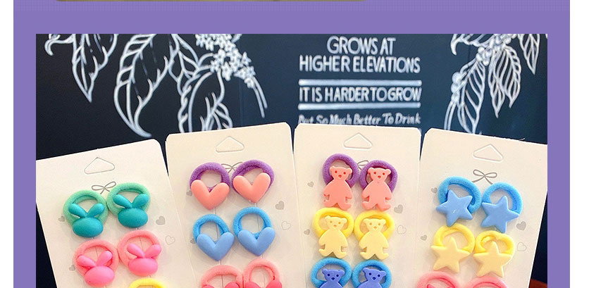 Fashion Bunny Set Of Ten Resin Five-pointed Star Love Bear Kids Hair Tie Set,Hair Ring