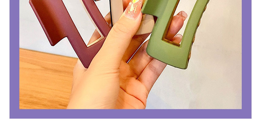 Fashion Green Coffee Color Double-sided Gripping Clip Resin Square Color-blocking Gripper,Hair Claws