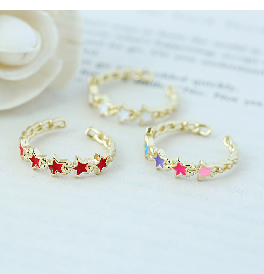 Fashion Color Copper Drop Oil Five-pointed Star Ring,Rings