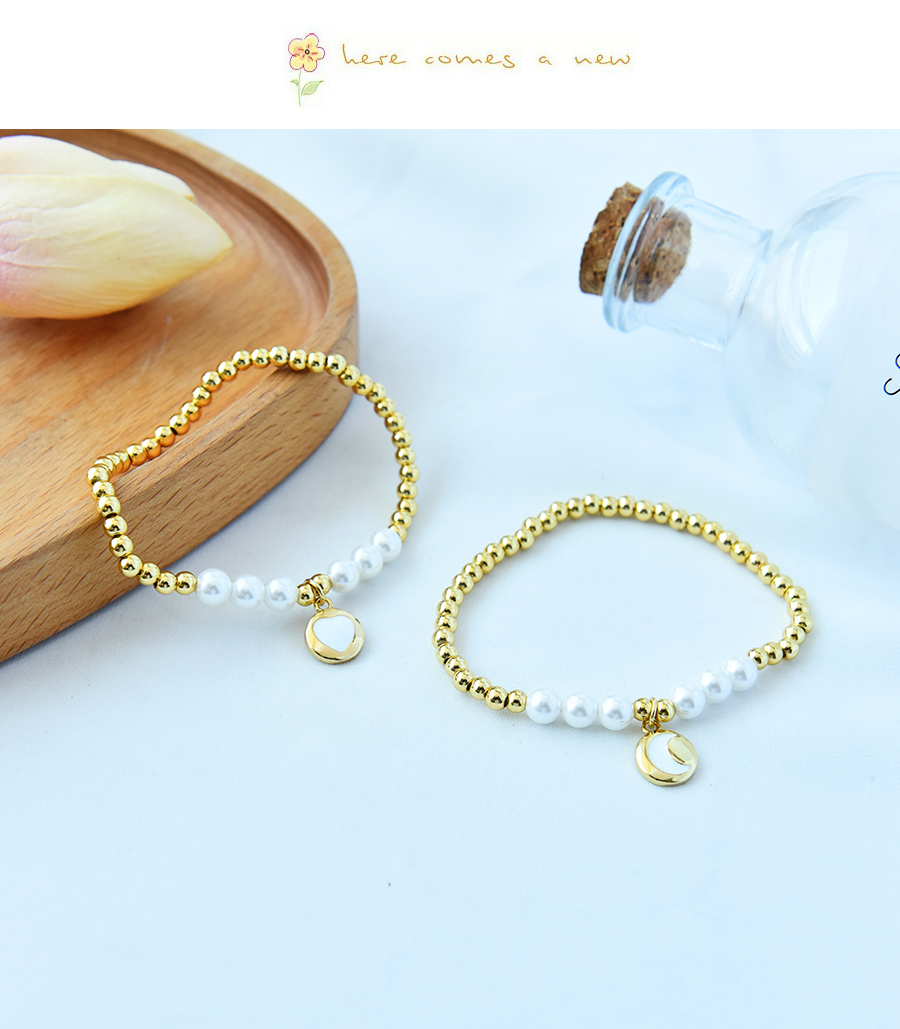 Fashion Gold Copper Drop Oil Pearl Five-pointed Star Beaded Bracelet,Bracelets