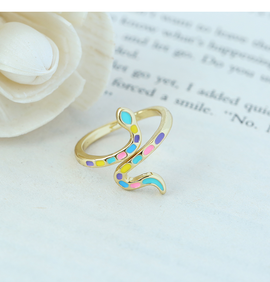 Fashion Color Copper Drop Oil Serpentine Ring,Rings