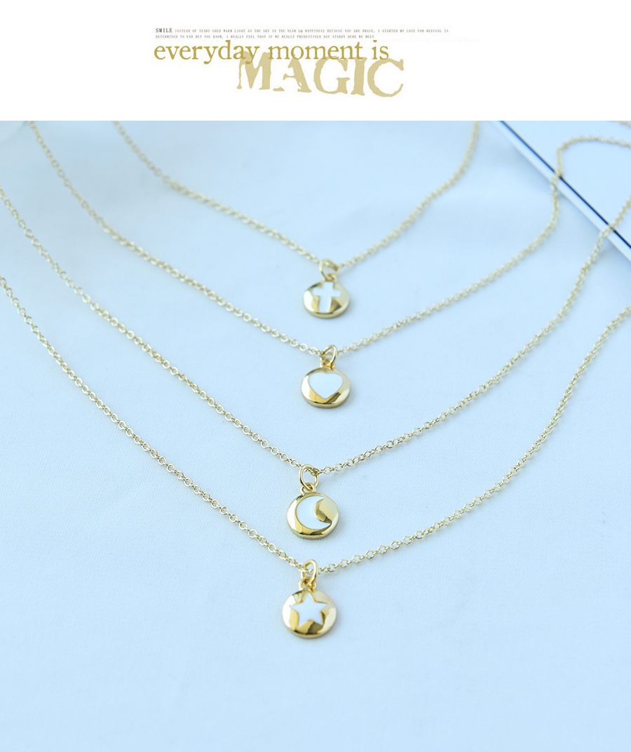 Fashion Gold Copper Drop Oil Crescent Necklace,Necklaces