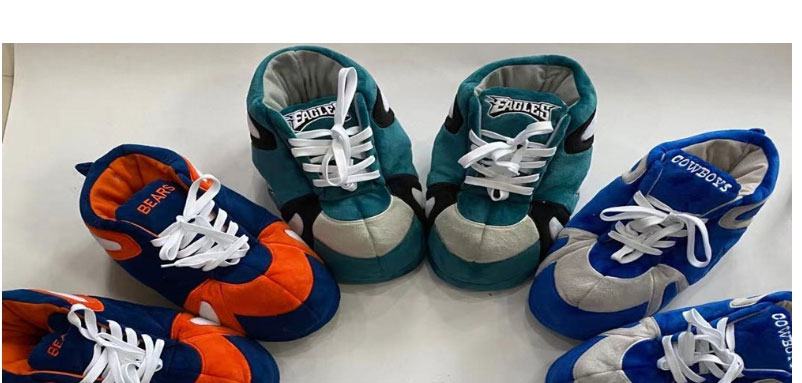 Fashion Orange And Blue Color Matching Team League Contrasting Color Plush Slippers,Slippers