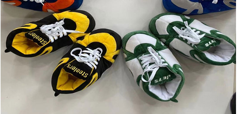 Fashion Yellow And Black Color Matching Team League Contrasting Color Plush Slippers,Slippers