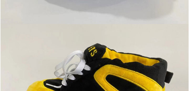 Fashion Yellow And Black Color Matching Team League Contrasting Color Plush Slippers,Slippers