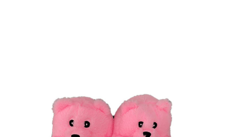 Fashion Pink-medium Plush Teddy Bear Cotton Slippers,Slippers