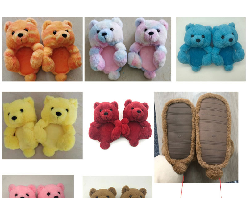 Fashion Yellow (adult Sandals) Adult Plush Teddy Bear Leaky Toe Slippers,Slippers