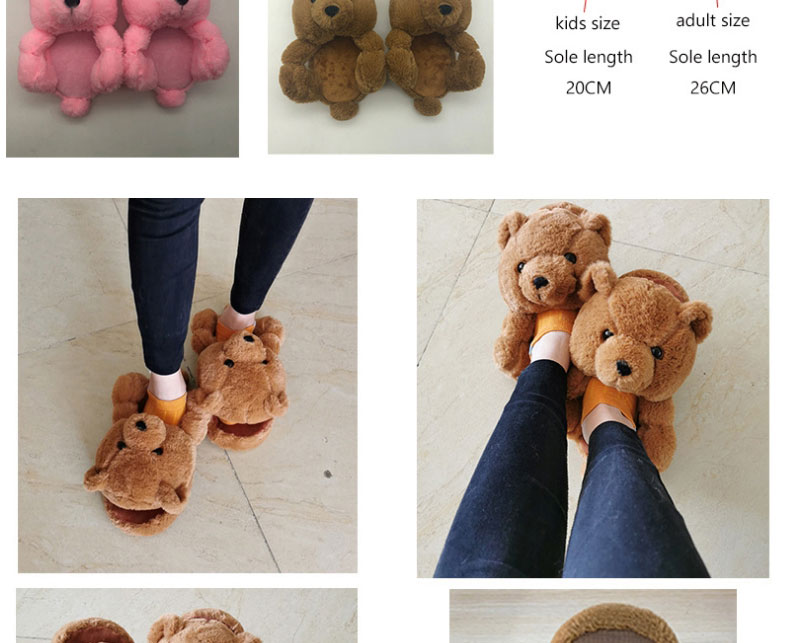 Fashion Orange Tie-dye (adult Sandals) Adult Plush Teddy Bear Leaky Toe Slippers,Slippers