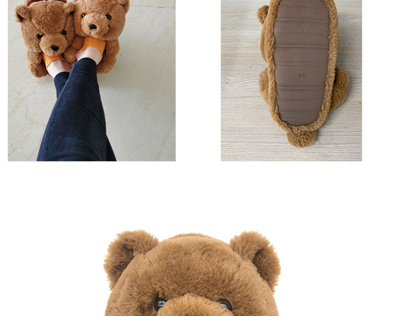 Fashion Pink (adult Sandals) Adult Plush Teddy Bear Leaky Toe Slippers,Slippers