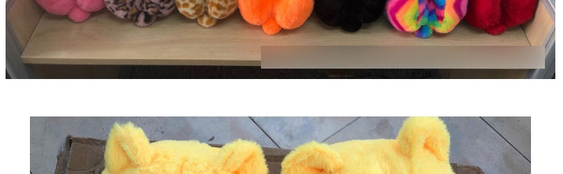 Fashion Orange Plush Padded Teddy Bear Slippers,Slippers