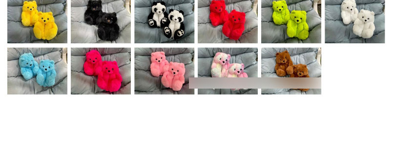 Fashion Electric White Eye-deep Rose Red Plush Teddy Bear Slippers,Slippers