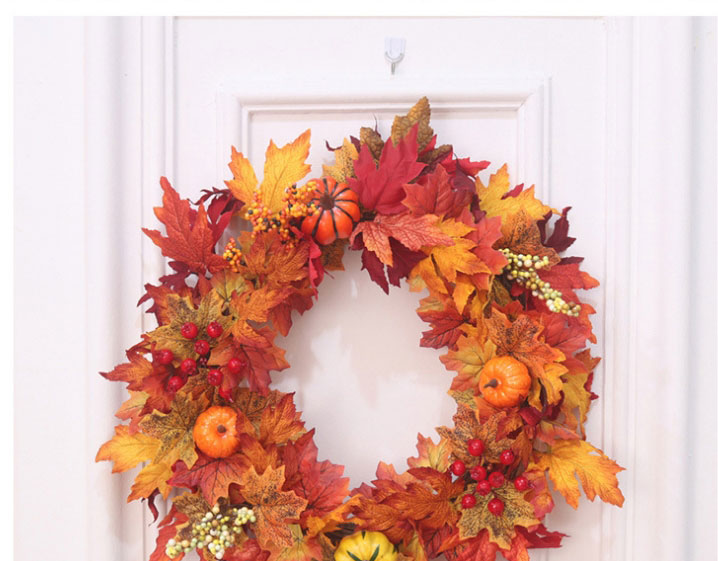 Fashion Halloween Wreath 45cm Halloween Maple Leaf Garland Door Hanger,Festival & Party Supplies