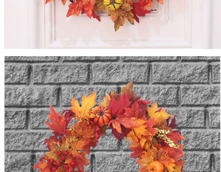 Fashion Halloween Wreath 60cm Halloween Maple Leaf Garland Door Hanger,Festival & Party Supplies