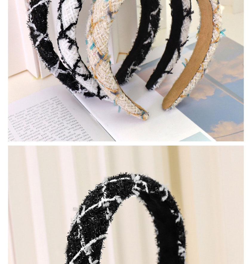 Fashion Black+white Woolen Plaid Knitted Sponge Headband,Head Band