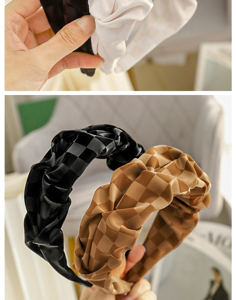 Fashion Coffee Color Pu Leather Wide Fringe Pleated Headband,Head Band