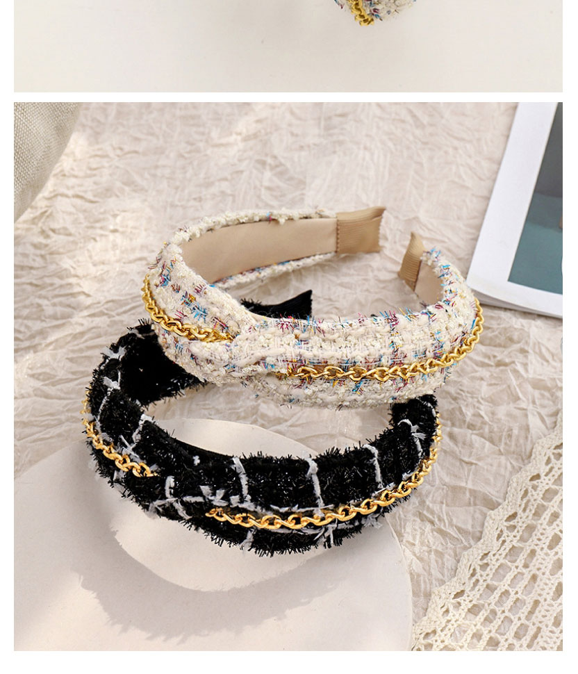 Fashion White Woolen Chain Cross Wide-brimmed Headband,Head Band