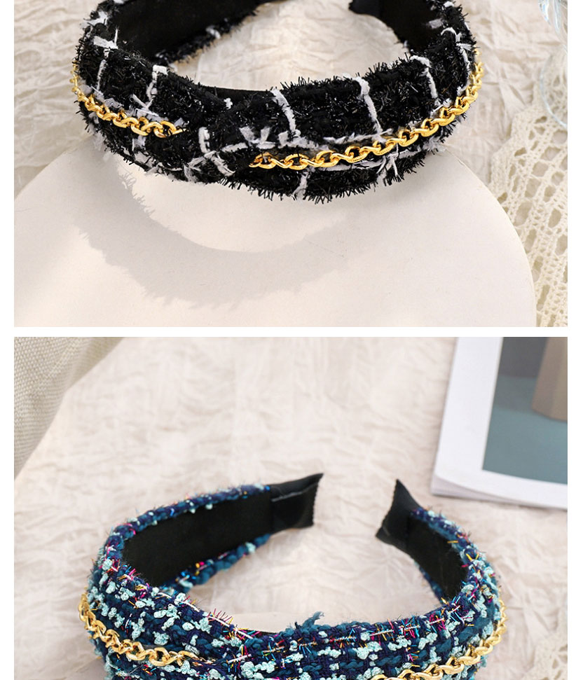 Fashion Royal Blue Woolen Chain Cross Wide-brimmed Headband,Head Band
