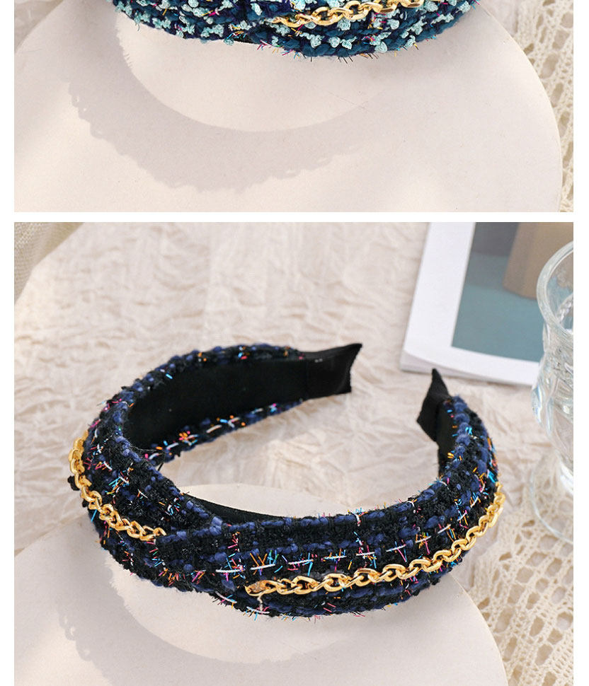 Fashion Royal Blue Woolen Chain Cross Wide-brimmed Headband,Head Band