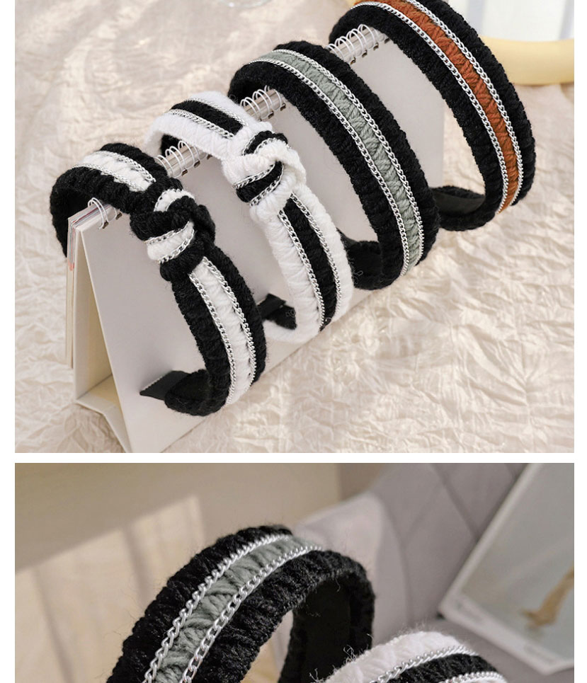 Fashion Black+grey Wool Knitted Wide-sided Flat Headband,Head Band