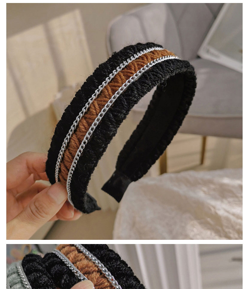 Fashion Black+brown Wool Knit Broad-sided Flat Headband,Head Band