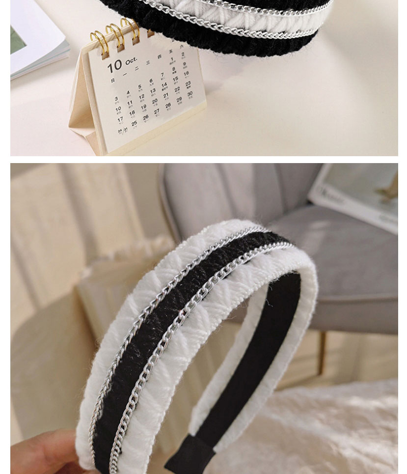 Fashion Black+brown Wool Knit Broad-sided Flat Headband,Head Band