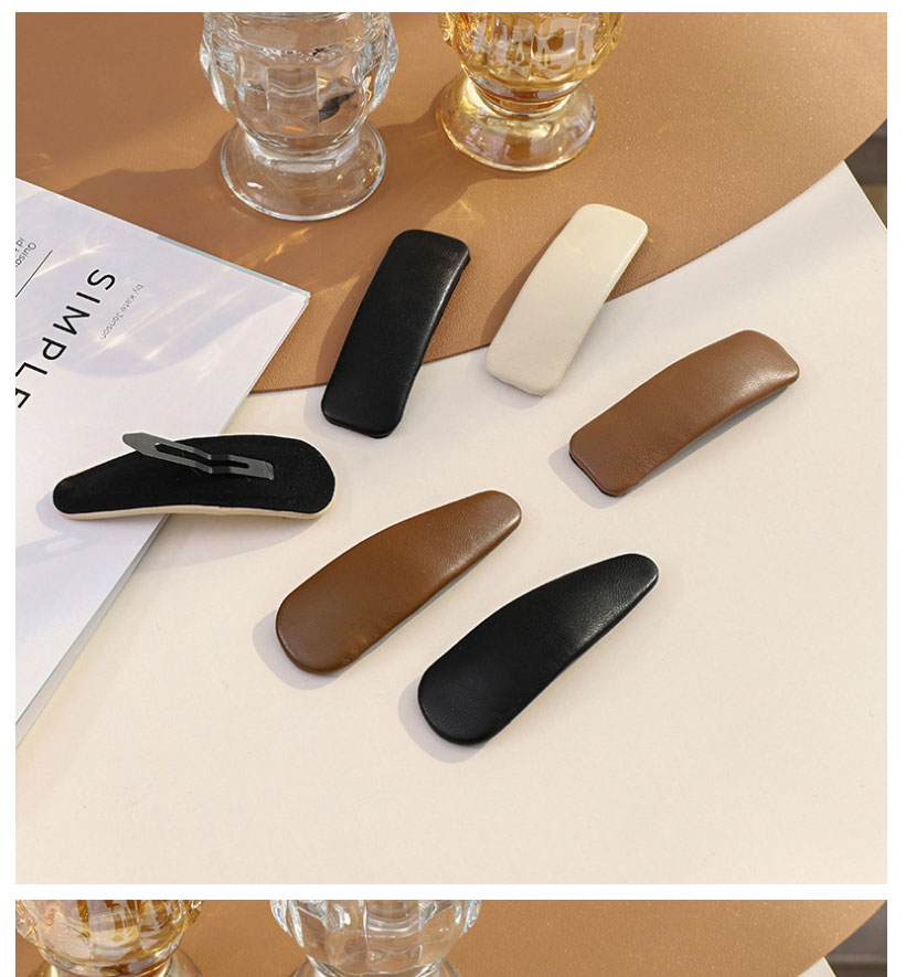 Fashion Black-rectangle 8.5cm Water Drop Square Leather Hairpin,Hairpins