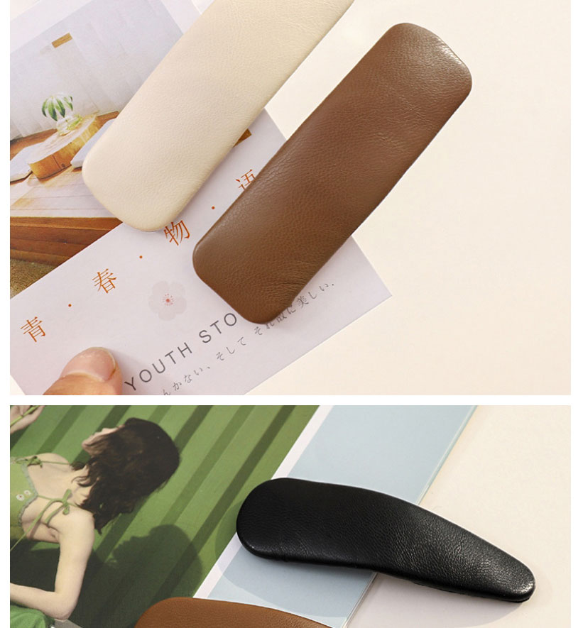 Fashion Brown-rectangle 8.5cm Water Drop Square Leather Hairpin,Hairpins