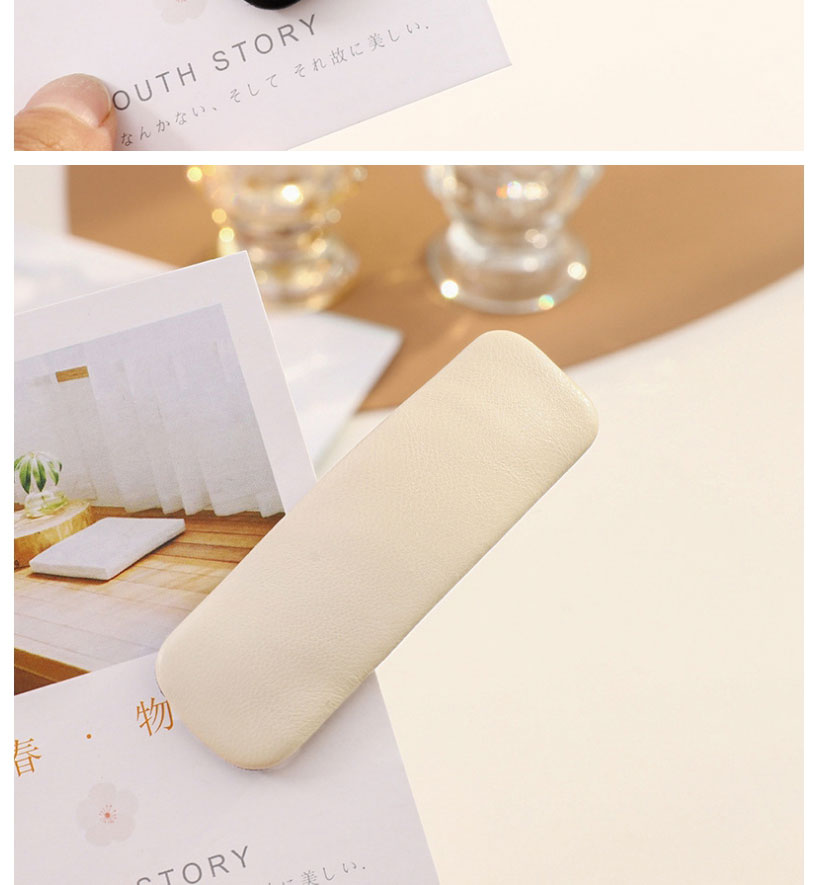 Fashion Beige-drop Shape 8.5cm Water Drop Square Leather Hairpin,Hairpins