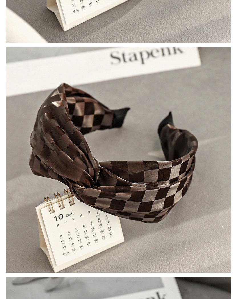 Fashion Black Pu Leather Checkerboard Cross Headband,Head Band