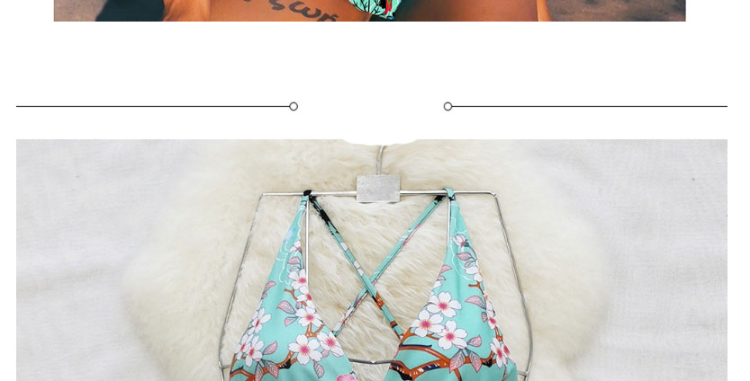 Fashion White Safflower On Green Background Printed Deep V Tie One-piece Swimsuit,One Pieces