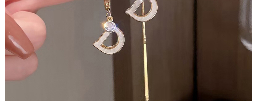 Fashion Gold Asymmetric Letter D Shell Earrings,Drop Earrings