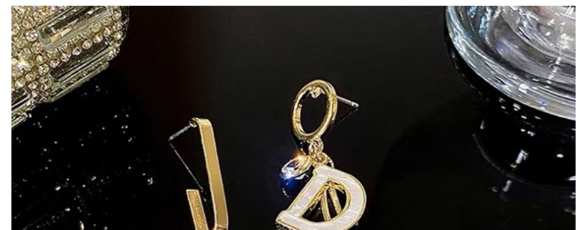 Fashion Gold Asymmetric Letter D Shell Earrings,Drop Earrings