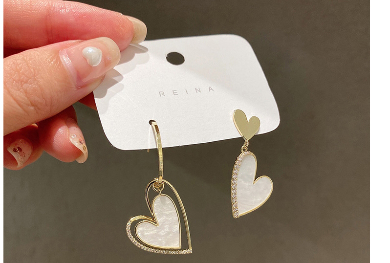 Fashion Gold Asymmetric Love Shell Earrings,Drop Earrings