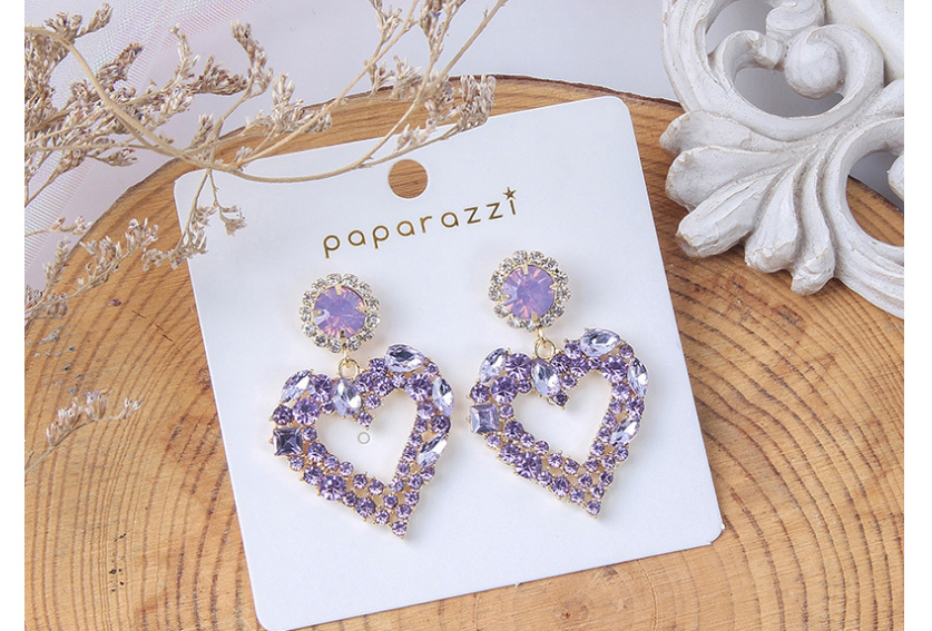 Fashion Ab Color Fancy Diamond Heart Stud Earrings,Drop Earrings