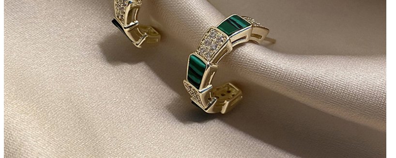 Fashion Green C-shaped Earrings With Emerald Zirconium Earrings,Stud Earrings