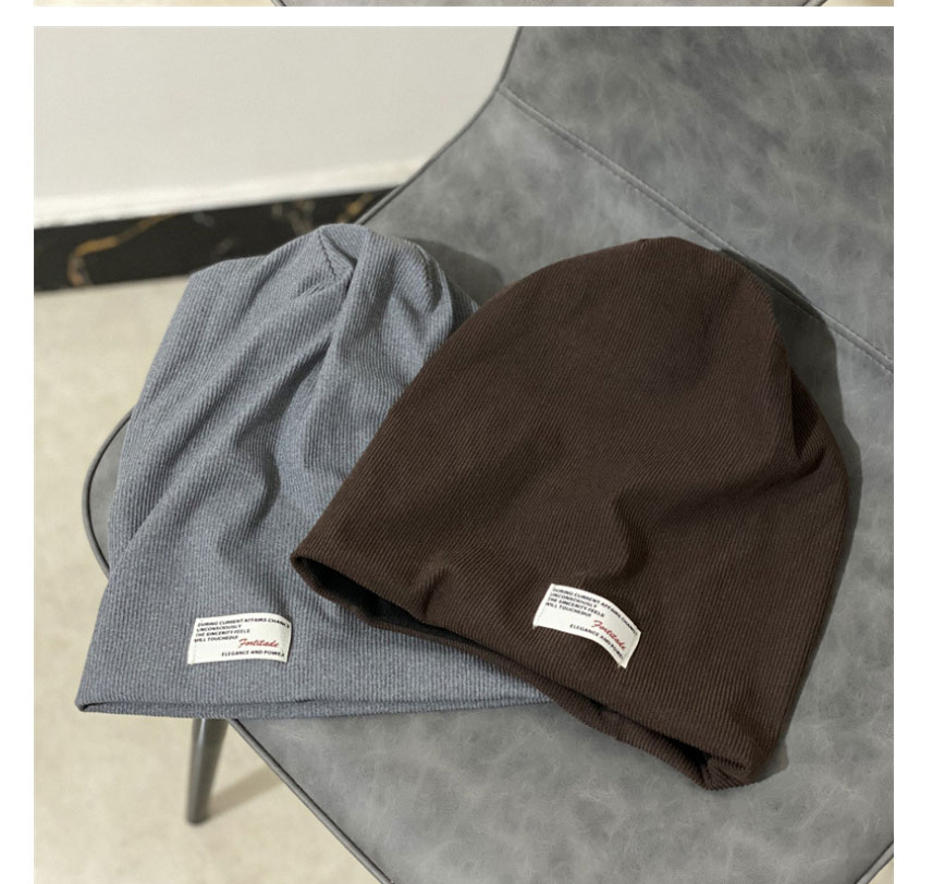 Fashion Brown Knitted Letter Patch Cap,Beanies&Others