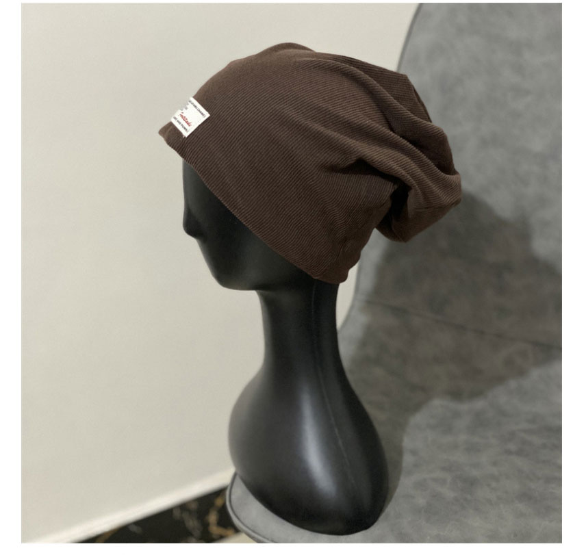 Fashion Brown Knitted Letter Patch Cap,Beanies&Others