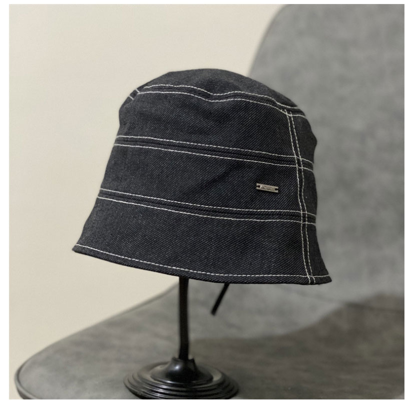 Fashion Grey Cotton Fisherman Hat With Metal Label,Beanies&Others