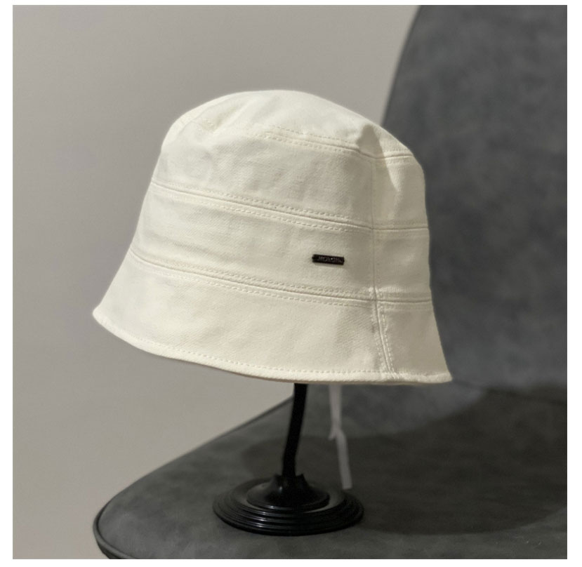 Fashion White Cotton Fisherman Hat With Metal Label,Beanies&Others