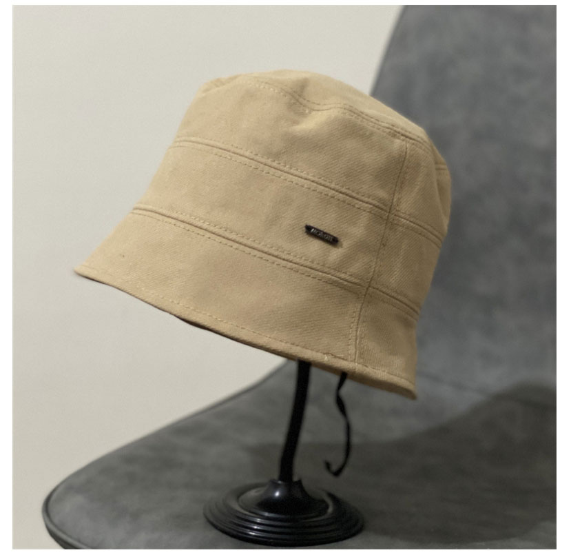 Fashion Khaki Cotton Fisherman Hat With Metal Label,Beanies&Others