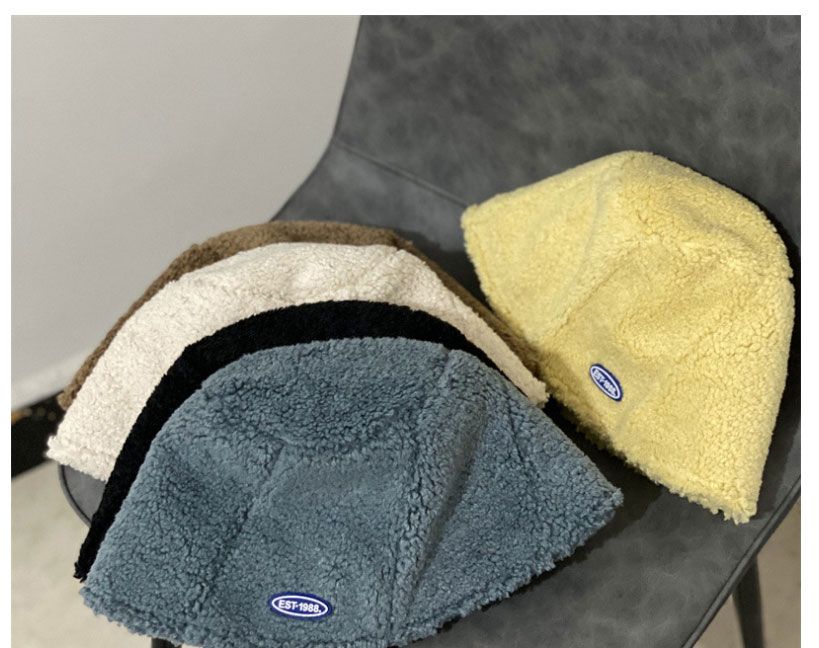 Fashion Yellow Lamb Wool Lettermark Bucket Hat,Beanies&Others
