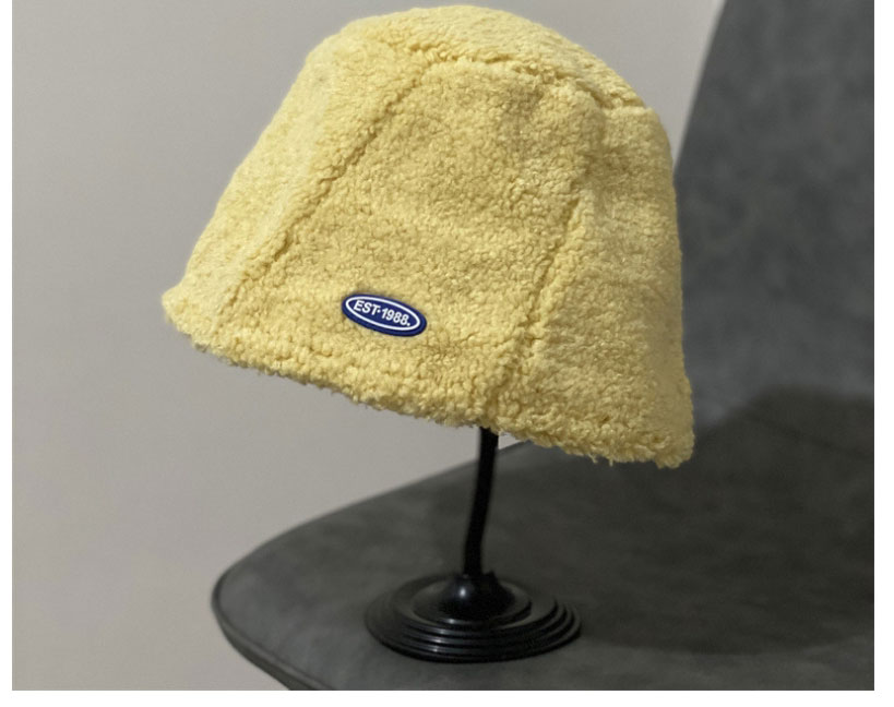 Fashion Yellow Lamb Wool Lettermark Bucket Hat,Beanies&Others