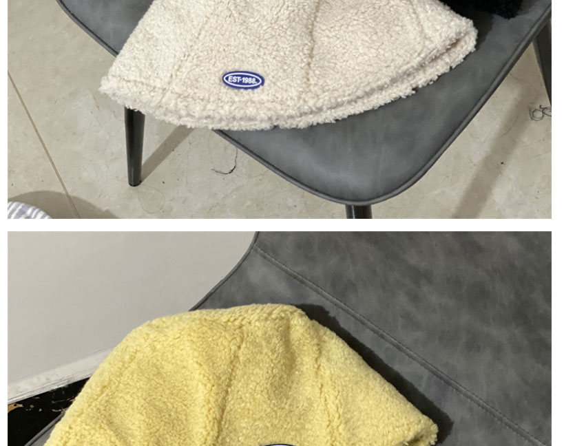 Fashion Beige Lamb Wool Lettermark Bucket Hat,Beanies&Others