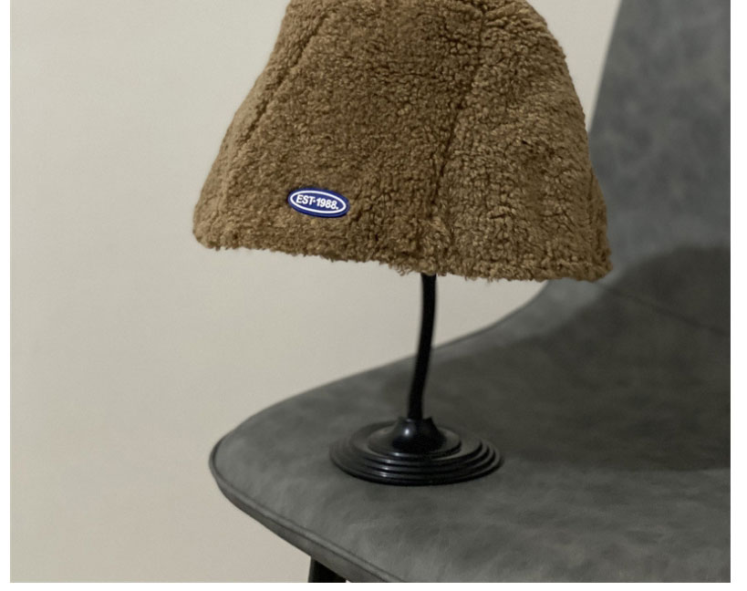 Fashion Fog Blue Lamb Wool Lettermark Bucket Hat,Beanies&Others