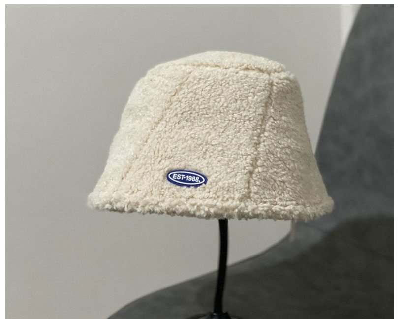 Fashion Fog Blue Lamb Wool Lettermark Bucket Hat,Beanies&Others