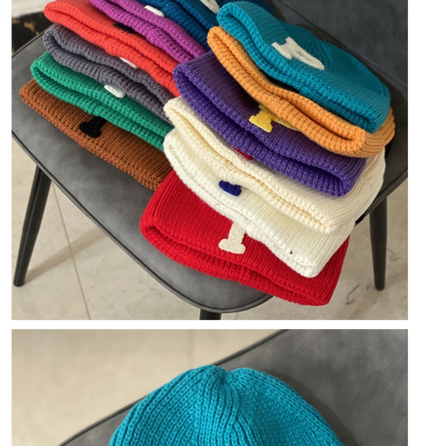 Fashion Blue Letter Embroidered Knitted Beanie,Beanies&Others