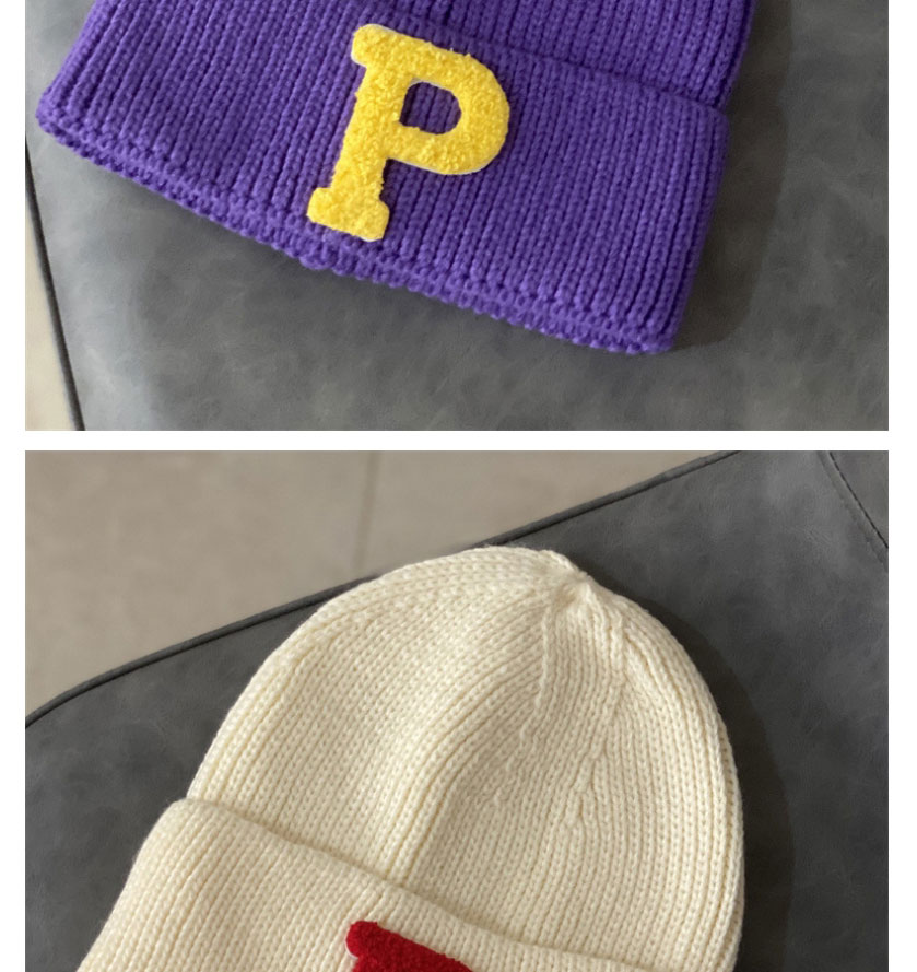 Fashion Dark Purple Letter Embroidered Knitted Beanie,Beanies&Others