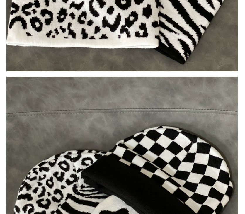 Fashion Zebra Checkerboard Crimped Knitted Toe Cap,Beanies&Others